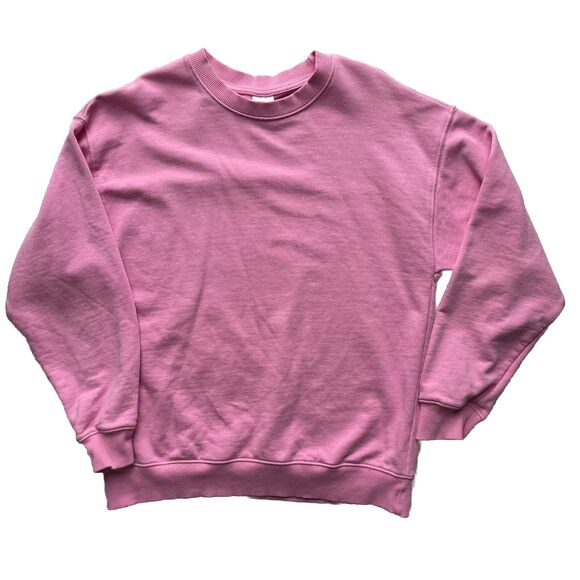 ZARA Kids Pink Crewneck Pullover Sweatshirt Size 13-14 French Terry Long Sleeve - Picture 1 of 4